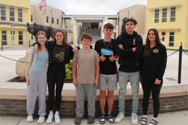 Standing, thumbs up, and eager to please, freshman Delaney Diehl, freshman McKenzie Deloach, freshman Kaden Fletcher, freshman Noah Rutherford, freshman Isaiah Rivera, and freshman Mia DeVane show their fresh faces and share their fierce opinions. “I would like to see, on our campus, access to culinary arts and woodworking classes,” said DeVane. 
