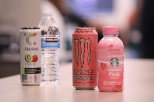 All drinks. Students at Cypress Creek High School drink Monsters, Celsius’, and Starbucks drinks. These drinks have such an effect on the students that go here and how their athletic and or academic performance are. 